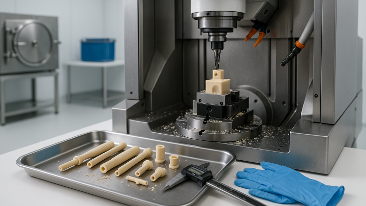 Fresatura PEEK per il settore medicale e farmaceutico: componenti sterili, resistenti a cicli di sterilizzazione e radiazioni